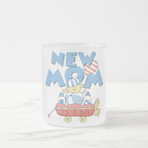 New Mum It's a Boy Tshirts and Gifts Frosted Glass Coffee Mug