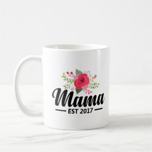 New Mum Mug Mama Est 2017 With Beautiful Flower