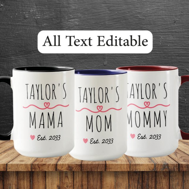 New Mum with Custom Name, Title & Est. Year Mug (Creator Uploaded)