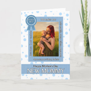 New Mummy Blue Polka Dot Mother's Day Photo Card