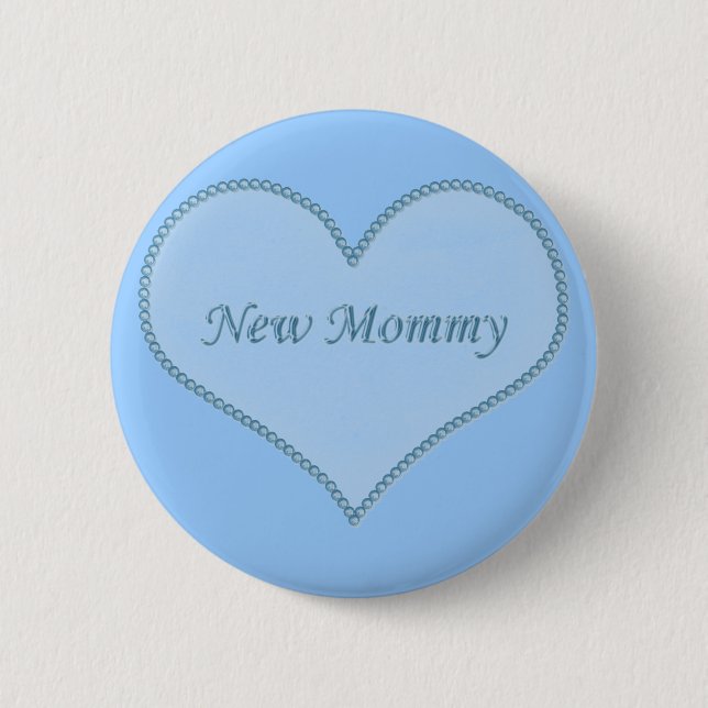 New Mummy Button, Blue 6 Cm Round Badge (Front)