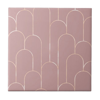 New Muted Pink Art Deco Style Ceramic Tile
