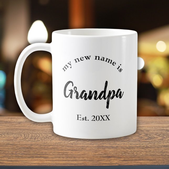 New Name Grandpa Script Typography Coffee Mug (Creator Uploaded)