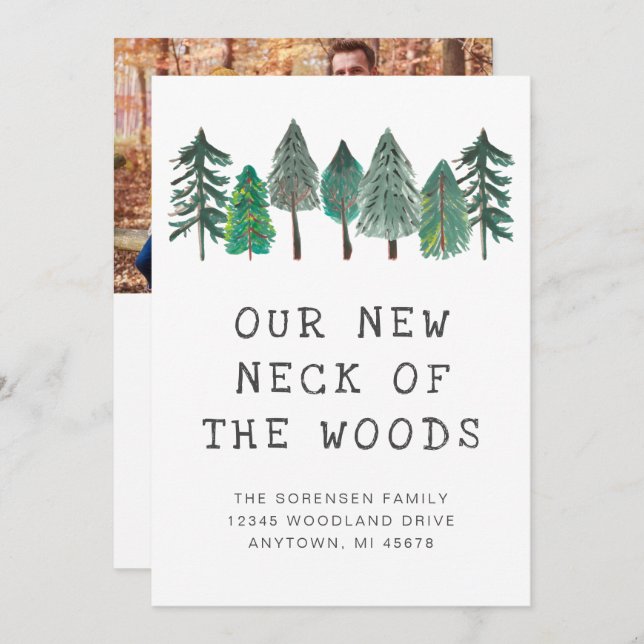 New Neck of the Woods Family Photo Moving Announcement (Front/Back)