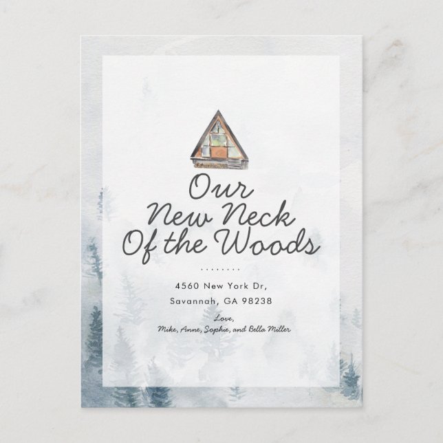 New Neck of the Woods Moving Announcement Postcard (Front)