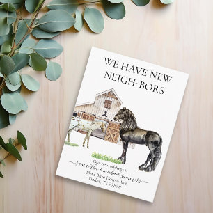 New Neighbour Horse Watercolor Moving announcement Postcard