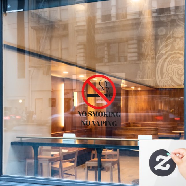 NEW! 🚭 No Smoking Vaping Cling - 24x24 Sqaure   (Cafe Window)