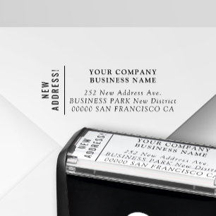 New office location business name return address self-inking stamp