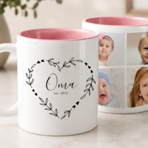 New Oma Year Est. Four Photo Collage Two-Tone Coffee Mug