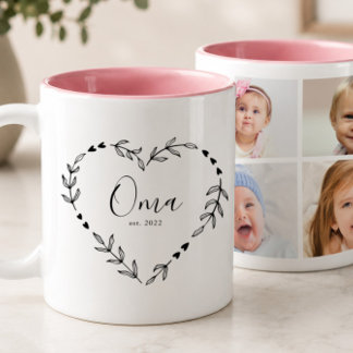 New Oma Year Est. Four Photo Collage Two-Tone Coffee Mug