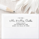 New or Future Mr & Mrs • Modern Return Address<br><div class="desc">Add an elegant finishing touch to wedding invitations, save the date cards, and thank you notes with simply stylish "new or future Mr. & Mrs." return address labels. All text on this template is simple to customise, making it suitable for an engaged couple as well as for newlyweds. The black...</div>