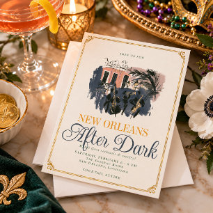 New Orleans After Dark Mardi Gras Cocktails Invitation