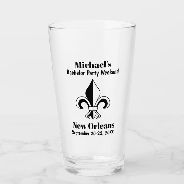 New Orleans Bachelor Party Trip Favour Beer Pint Glass (Front)