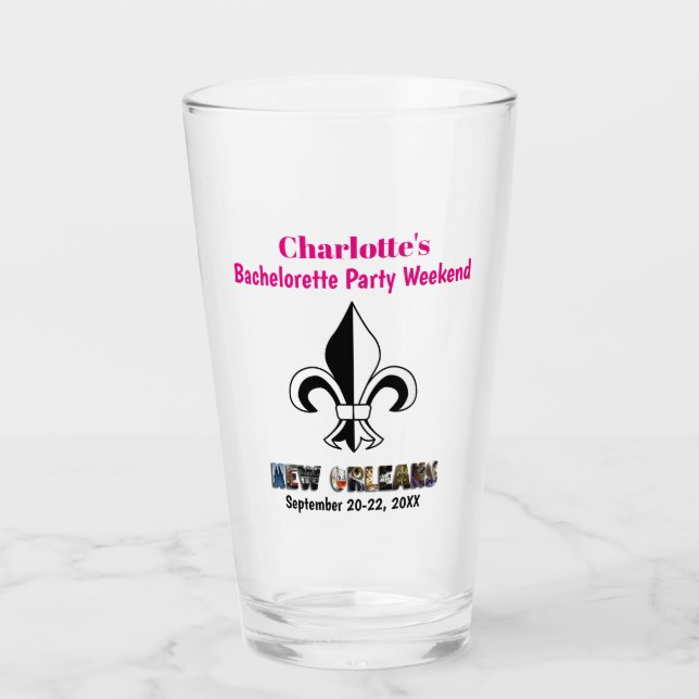 New Orleans Bachelorette Party Girls Trip Beer Glass (Front)
