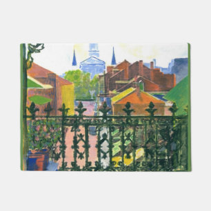 New Orleans Balcony, with church Doormat