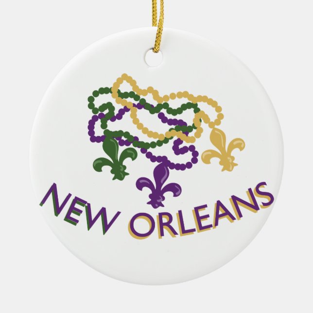 New Orleans Beads Ceramic Tree Decoration (Front)