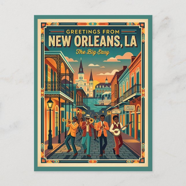 New Orleans Big Easy Vintage Style  Postcard (Front)