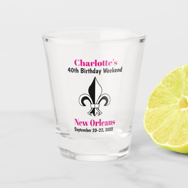 New Orleans Birthday Party Trip Girls Weekend Shot Glass (Front)