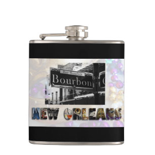 New Orleans Bourbon Street Beads NOLA Hip Flask