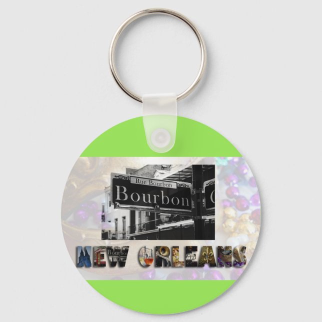 New Orleans Bourbon Street Beads NOLA Key Ring (Front)