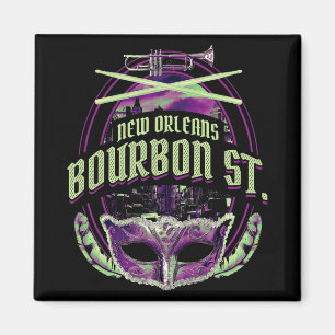 New Orleans Bourbon Street Mardi Gras French Quart Magnet