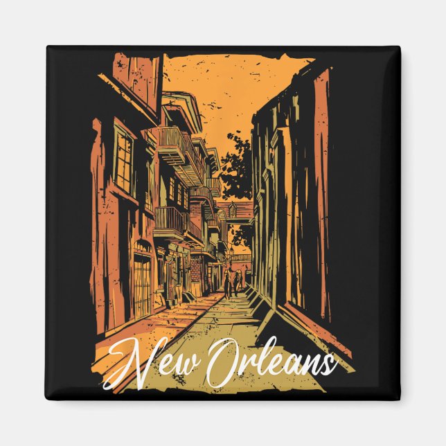 New Orleans Bourbon Street Souvenir French Quarter Magnet (Front)
