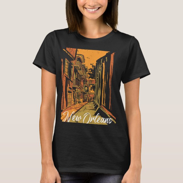 New Orleans Bourbon Street Souvenir French Quarter T-Shirt (Front)