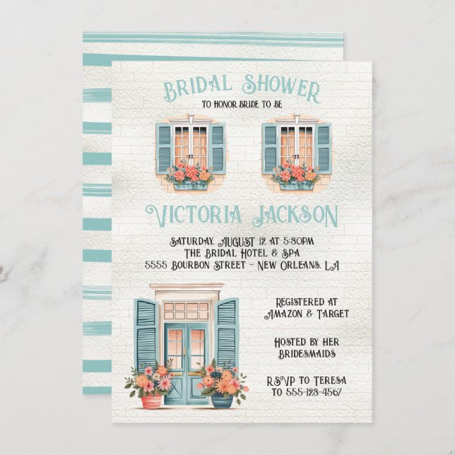 New Orleans Bridal Shower Invitation (Front/Back)