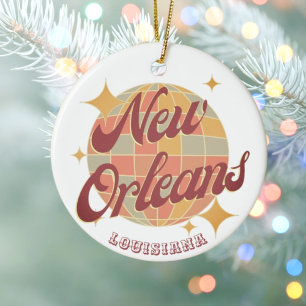 New Orleans City Louisiana Retro Vintage  Ceramic Tree Decoration