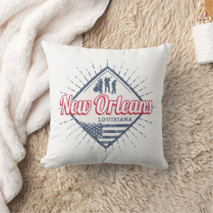 New Orleans City Louisiana United States Vintage Cushion