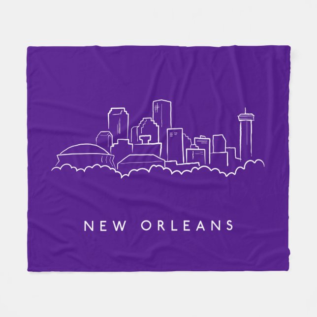 New Orleans City Skyline Fleece Blanket (Front (Horizontal))