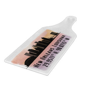 New Orleans City Skyline Latitude and Longitude Cutting Board