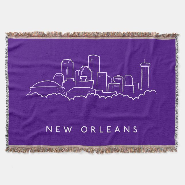 New Orleans City Skyline Throw Blanket (Front)