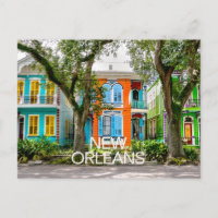 New Orleans Colorful Houses Travel Postcard