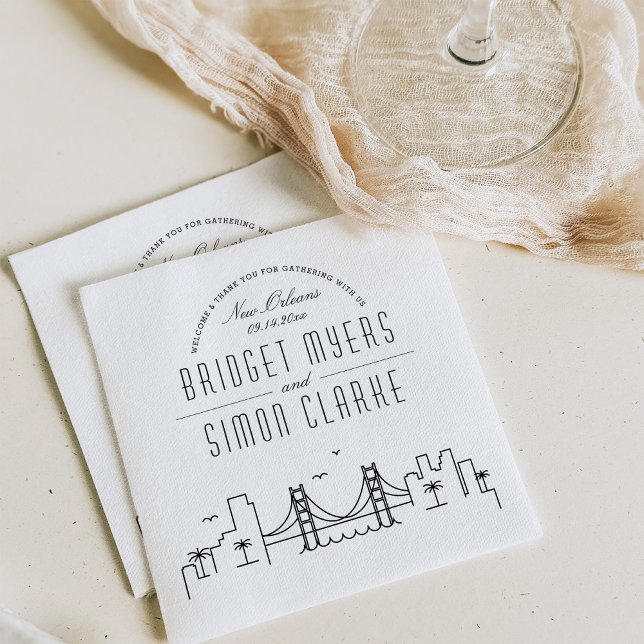 New Orleans Deco Skyline | Wedding Event Napkins (Creator Uploaded)