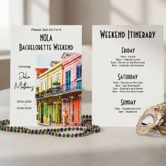 New Orleans Destination Bachelorette Weekend Invitation
