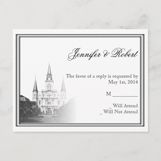 New Orleans Destination Wedding RSVP Postcard (Front)
