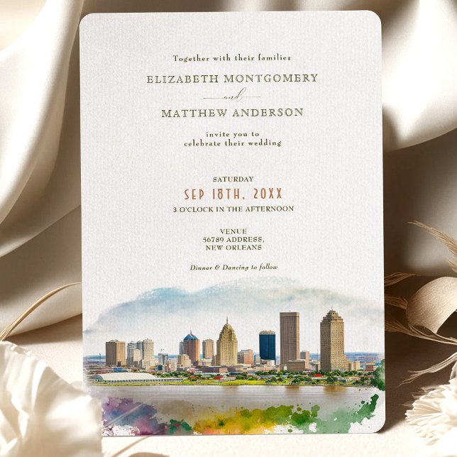 New Orleans Destination Wedding Watercolor Invitation (Creator Uploaded)