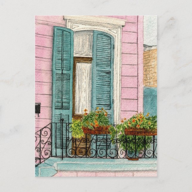 New Orleans Door with Shutters Postcard (Front)