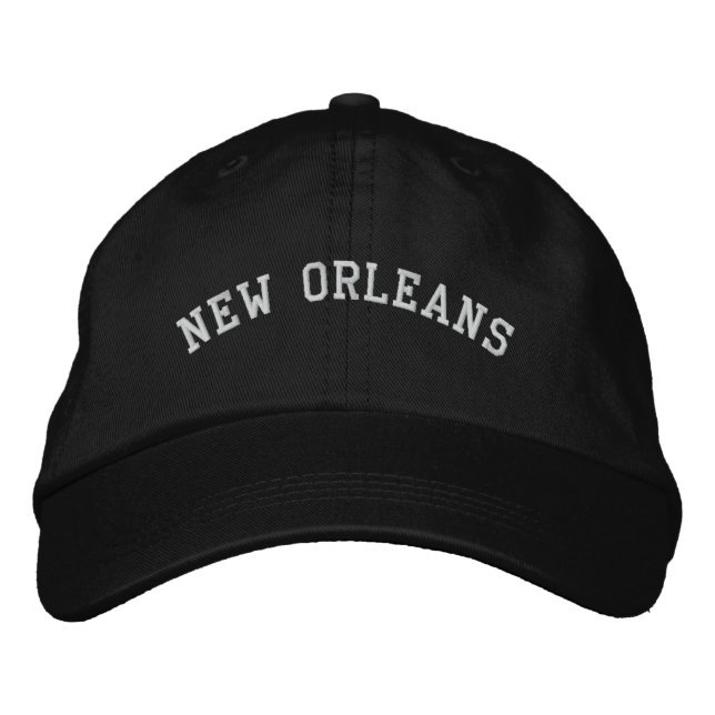 New Orleans Embroidered Basic Adjustable Cap Black (Front)