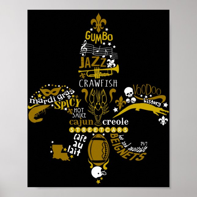 New Orleans Fleur-de-lis Southern Life Men Women  Poster (Front)