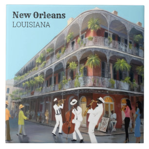 New Orleans French Quarter Jazz Band Tile