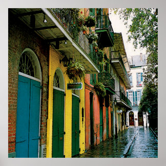 New Orleans French Quarter Scene Poster Print