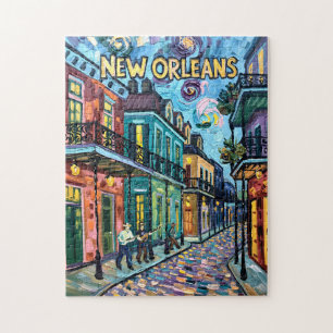 New Orleans French Quarter Van Gogh Style Travel Jigsaw Puzzle