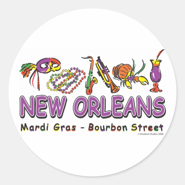 New-Orleans-Fun- Classic Round Sticker (Front)