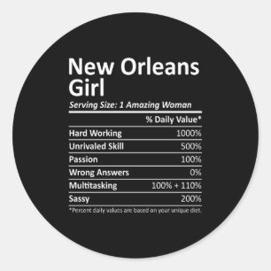 New Orleans Girl La Louisiana Funny City Home Root Classic Round Sticker