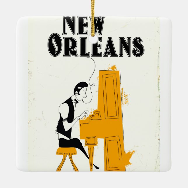 New Orleans Honky Tonk Ceramic Tree Decoration (Back)