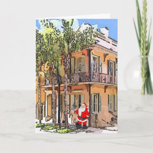 New Orleans House Santa Card, Holiday Card