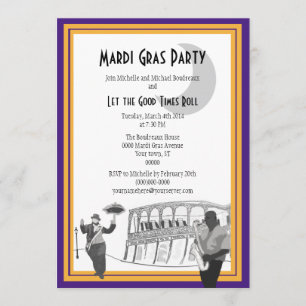 New Orleans Jazz Mardi Gras (purple) Invitation