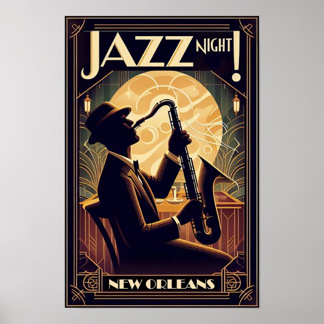 New Orleans Jazz Night – Vintage Art  Poster (Front)